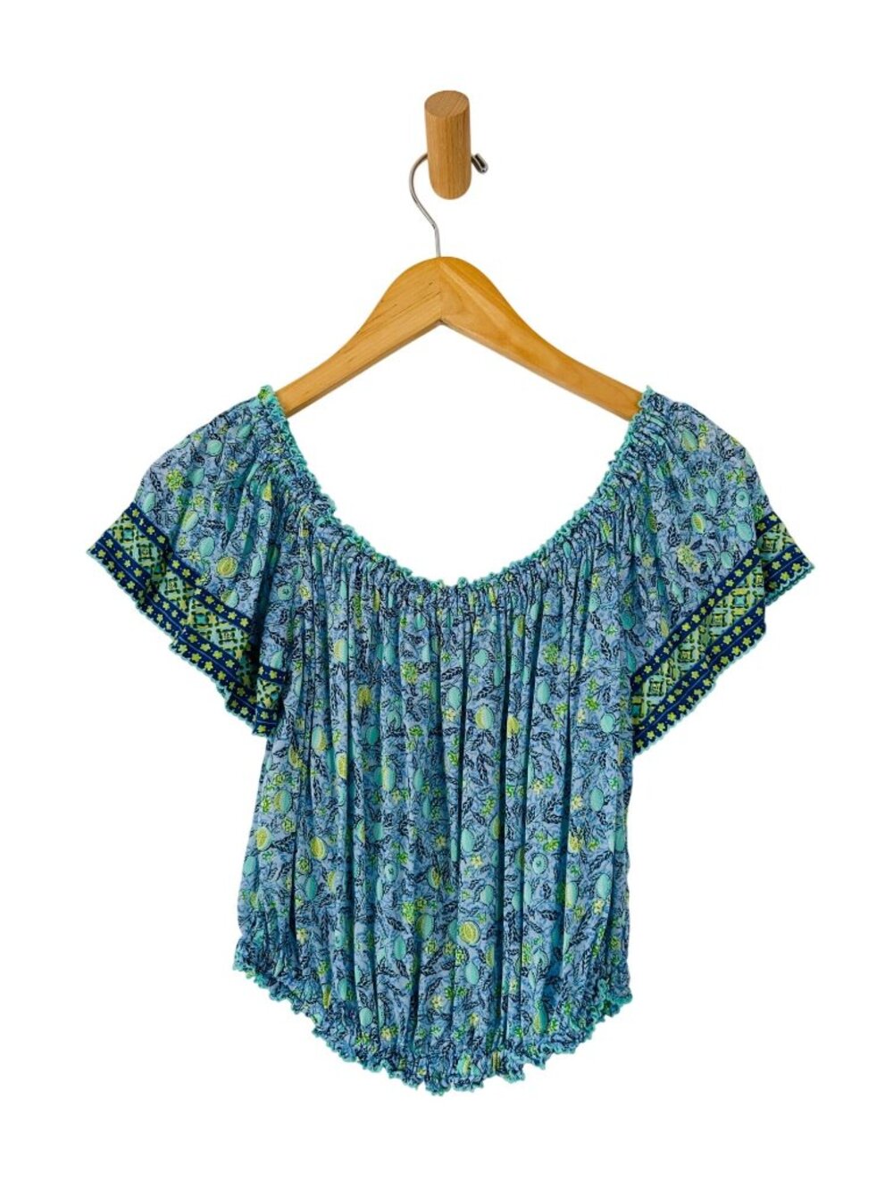 Poupette St Barth Womens Sz M/L Blue Floral Shirt Top